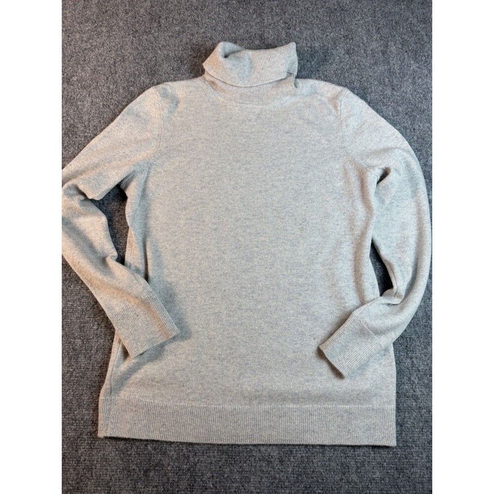Talbots Cashmere Blend Metallic Shimmer Turtleneck Sweater Womens S Gray